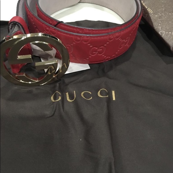 ✅Authentic Genuine Red Leather GG belt - Picture 2 of 2